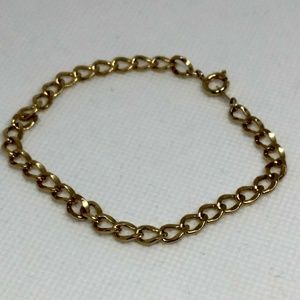 Gold tone link chain bracelet approx 7"